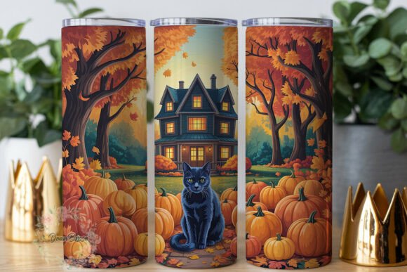 Autumn House Black Cat Tumbler Wrap