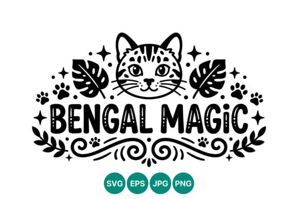 Bengal Magic Cat Face Vector