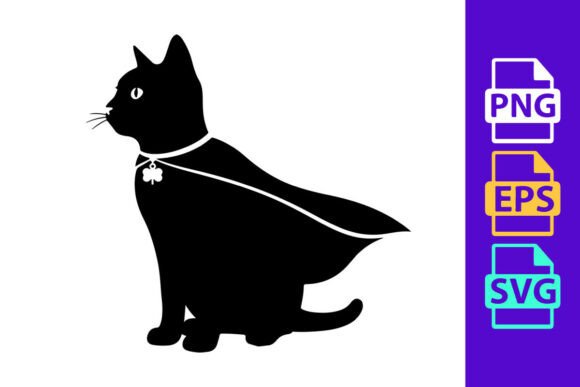 Black Cat in Cape and Shamrock Charm