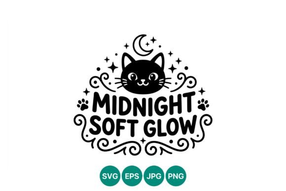 Black Cat Midnight Soft Glow Vector