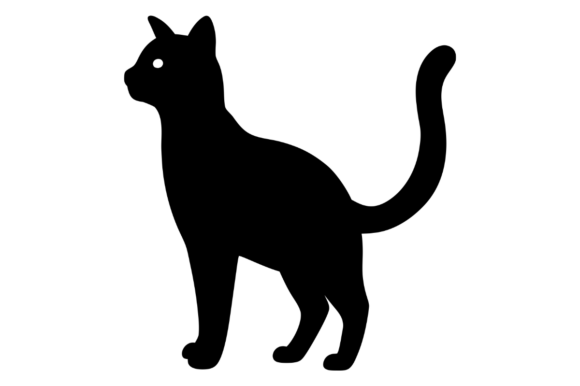 Black Silhouette of a Standing Cat