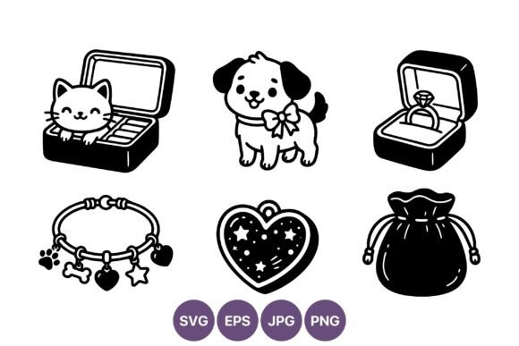 Cat Puppy Ring Charm Bracelet Vector