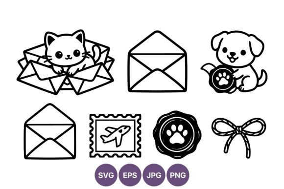 Cute Cat Puppy Envelope Icons
