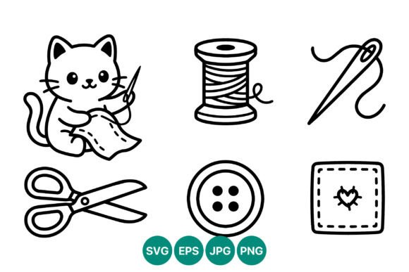 Cute Cat Sewing Needle Thread Scissors