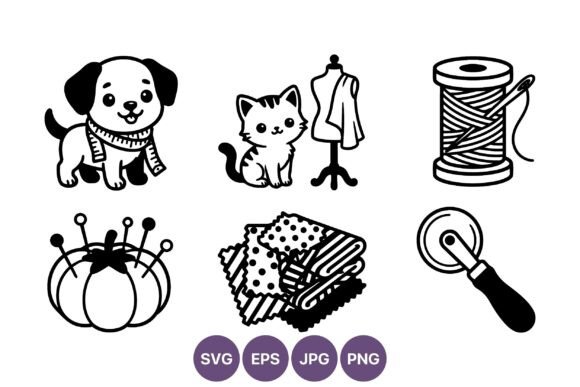Cute Puppy and Kitten Sewing Tools
