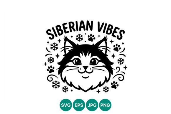 Cute Siberian Cat Vector Art