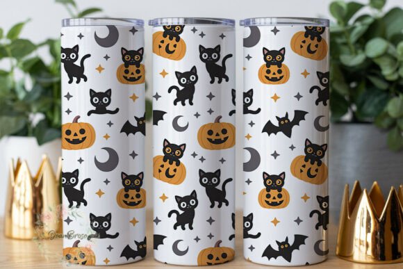 Cute Spooky Cat Pumpkin Design 20oz Tumb