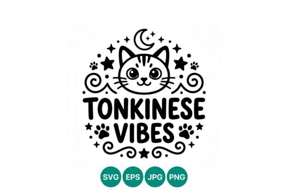 Cute Tonkinese Cat Face Vector Art