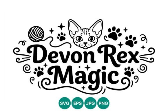 Devon Rex Magic Cat Face Vector