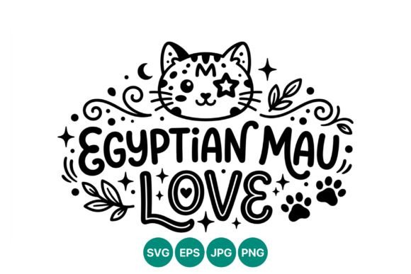 Egyptian Mau Cat Star Face Vector