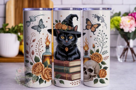 Enchanted Cat Witch Hat 20oz Tumbler