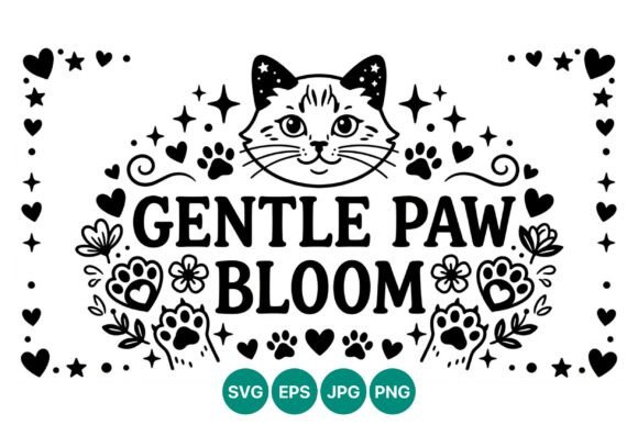 Gentle Paw Bloom Cat Face Vector