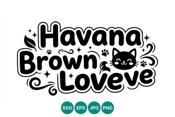 Havana Brown Loveve Cat Face Vector