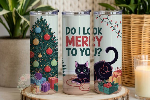 Humorous Cat Christmas Tumbler Wrap