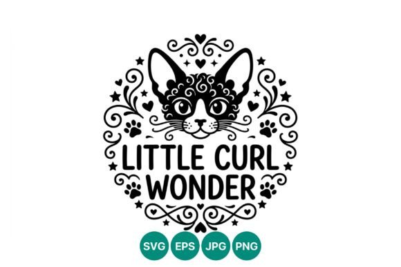 Little Curl Wonder Cat Vector Art