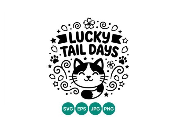 Lucky Tail Days Cat Vector Art