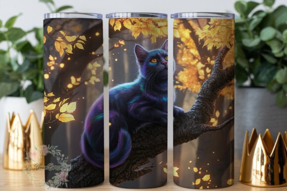 Magical Black Cat Forest Tumbler Wrap