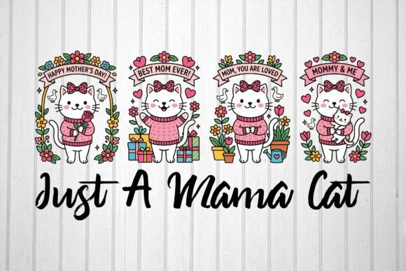 Mama Cat Cartoon Illustration