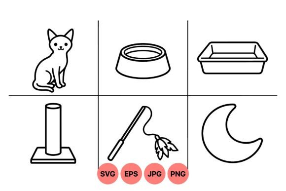 Minimal Cat Care Icon Set