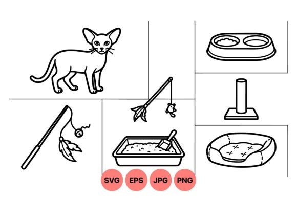 Minimalist Cat Toys Clipart Pack