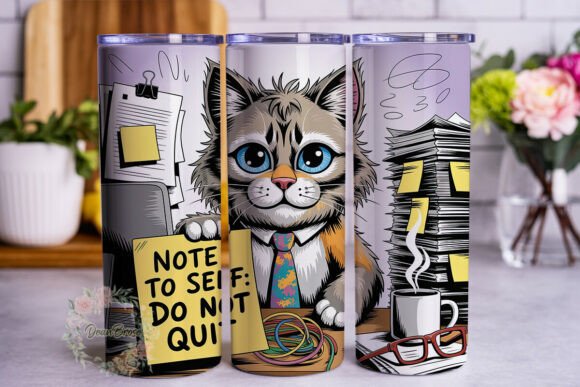 Overworked Cat Office Tumbler Wrap