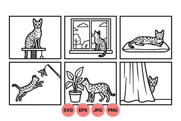 Playful Spotted Cat Clipart Set
