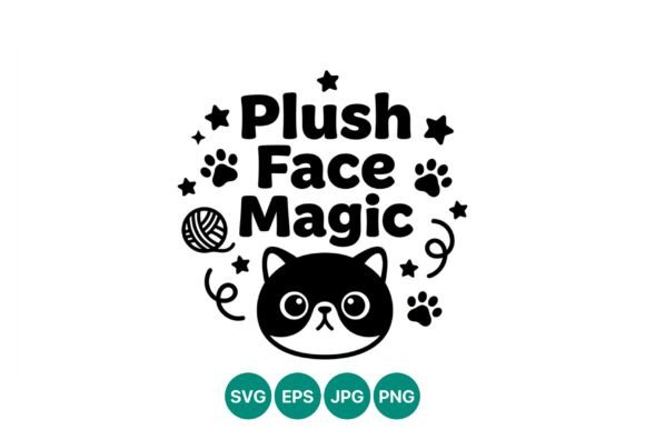 Plush Face Magic Cat Vector Art