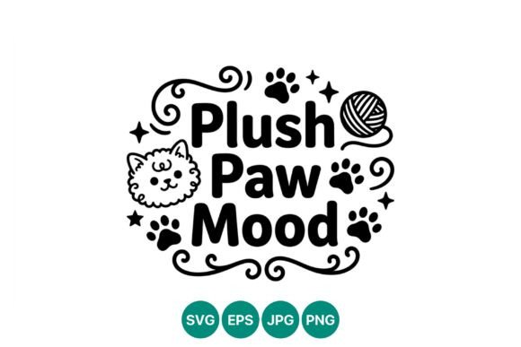 Plush Paw Mood Cat Face Vector