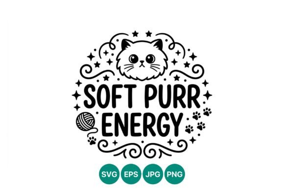 Soft Purr Energy Cat Vector