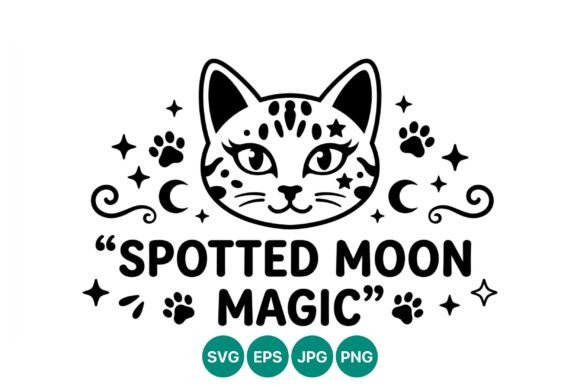 Spotted Moon Magic Cat Face Vector