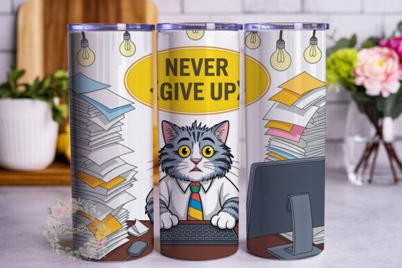 Stressed Office Cat 20oz Tumbler Wrap