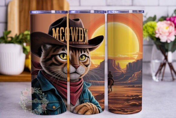 Western Cat Cowboy 20oz Tumbler Wrap
